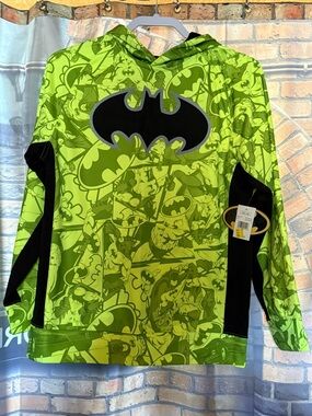 DC Comics Black and Neon Green Batman Pullover - Brand New Hoodie